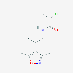 molecular formula C11H17ClN2O2 B2852699 2-Chloro-N-[2-(3,5-dimethyl-1,2-oxazol-4-yl)propyl]propanamide CAS No. 2411295-31-1