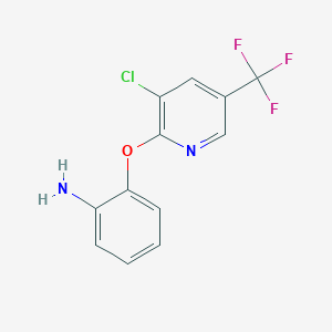 molecular formula C12H8ClF3N2O B2852726 2-{[3-Chloro-5-(trifluoromethyl)-2-pyridinyl]oxy}aniline CAS No. 98968-77-5