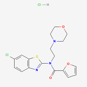 molecular formula C18H19Cl2N3O3S B2852739 N-(6-chlorobenzo[d]thiazol-2-yl)-N-(2-morpholinoethyl)furan-2-carboxamide hydrochloride CAS No. 1215602-92-8