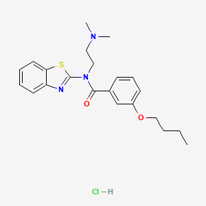 molecular formula C22H28ClN3O2S B2852741 N-(benzo[d]thiazol-2-yl)-3-butoxy-N-(2-(dimethylamino)ethyl)benzamide hydrochloride CAS No. 1216894-23-3