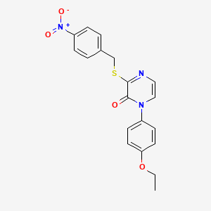 molecular formula C19H17N3O4S B2852751 1-(4-ethoxyphenyl)-3-((4-nitrobenzyl)thio)pyrazin-2(1H)-one CAS No. 946300-95-4
