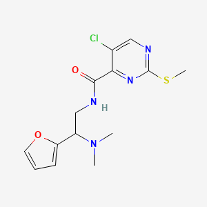 molecular formula C14H17ClN4O2S B2852764 5-chloro-N-[2-(dimethylamino)-2-(furan-2-yl)ethyl]-2-(methylsulfanyl)pyrimidine-4-carboxamide CAS No. 1210339-25-5