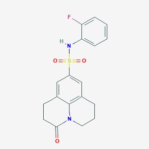 molecular formula C18H17FN2O3S B2852790 N-(2-fluorophenyl)-3-oxo-1,2,3,5,6,7-hexahydropyrido[3,2,1-ij]quinoline-9-sulfonamide CAS No. 898423-42-2