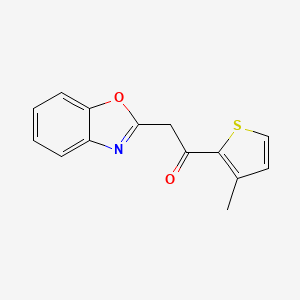 molecular formula C14H11NO2S B2852792 2-(1,3-Benzoxazol-2-YL)-1-(3-methylthiophen-2-YL)ethan-1-one CAS No. 1152551-04-6