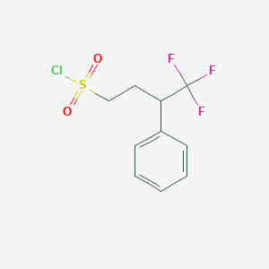 molecular formula C10H10ClF3O2S B2852793 4,4,4-Trifluoro-3-phenylbutane-1-sulfonyl chloride CAS No. 2137722-22-4