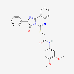 molecular formula C26H22N4O4S B2852795 N-(3,4-dimethoxyphenyl)-2-((3-oxo-2-phenyl-2,3-dihydroimidazo[1,2-c]quinazolin-5-yl)thio)acetamide CAS No. 1053081-63-2