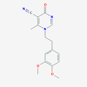 molecular formula C16H17N3O3 B2852796 1-(3,4-Dimethoxyphenethyl)-6-methyl-4-oxo-1,4-dihydro-5-pyrimidinecarbonitrile CAS No. 303148-43-8