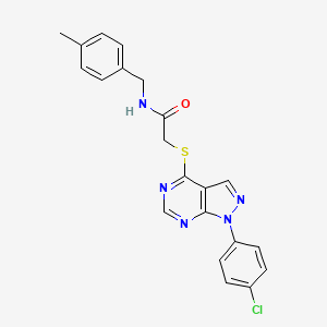 molecular formula C21H18ClN5OS B2852799 2-((1-(4-chlorophenyl)-1H-pyrazolo[3,4-d]pyrimidin-4-yl)thio)-N-(4-methylbenzyl)acetamide CAS No. 893914-66-4