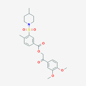 2-(3,4-Dimethoxyphenyl)-2-oxoethyl 4-methyl-3-[(4-methyl-1-piperidinyl)sulfonyl]benzoate