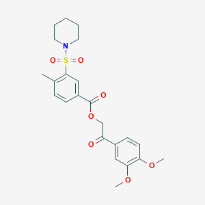 molecular formula C23H27NO7S B285282 2-(3,4-Dimethoxyphenyl)-2-oxoethyl 4-methyl-3-(1-piperidinylsulfonyl)benzoate 