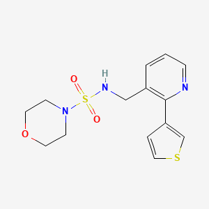 molecular formula C14H17N3O3S2 B2852828 N-((2-(噻吩-3-基)吡啶-3-基)甲基)吗啉-4-磺酰胺 CAS No. 2034597-12-9