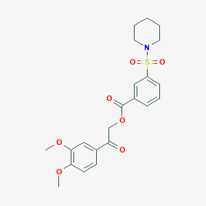 molecular formula C22H25NO7S B285285 2-(3,4-Dimethoxyphenyl)-2-oxoethyl 3-(1-piperidinylsulfonyl)benzoate 