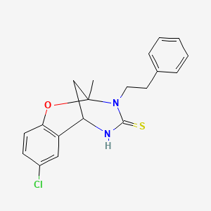 B2852851 8-chloro-2-methyl-3-phenethyl-5,6-dihydro-2H-2,6-methanobenzo[g][1,3,5]oxadiazocine-4(3H)-thione CAS No. 1019149-17-7