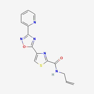 molecular formula C14H11N5O2S B2852861 N-allyl-4-(3-(pyridin-2-yl)-1,2,4-oxadiazol-5-yl)thiazole-2-carboxamide CAS No. 1286702-58-6