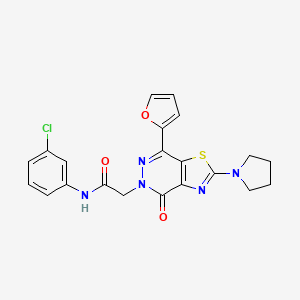 molecular formula C21H18ClN5O3S B2852864 N-(3-chlorophenyl)-2-(7-(furan-2-yl)-4-oxo-2-(pyrrolidin-1-yl)thiazolo[4,5-d]pyridazin-5(4H)-yl)acetamide CAS No. 1105241-05-1