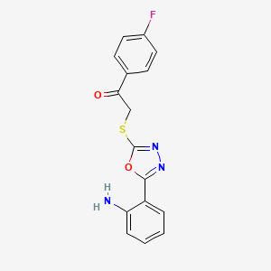 molecular formula C16H12FN3O2S B2852867 2-((5-(2-Aminophenyl)-1,3,4-oxadiazol-2-yl)thio)-1-(4-fluorophenyl)ethanone CAS No. 887487-66-3