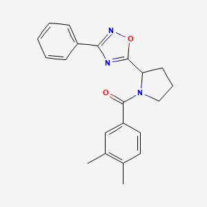 molecular formula C21H21N3O2 B2852872 5-[1-(3,4-Dimethylbenzoyl)pyrrolidin-2-yl]-3-phenyl-1,2,4-oxadiazole CAS No. 1798499-64-5