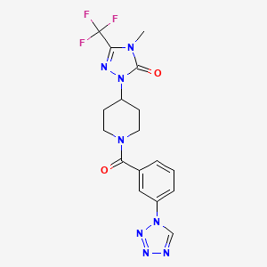 molecular formula C17H17F3N8O2 B2852873 1-(1-(3-(1H-tetrazol-1-yl)benzoyl)piperidin-4-yl)-4-methyl-3-(trifluoromethyl)-1H-1,2,4-triazol-5(4H)-one CAS No. 2034373-82-3