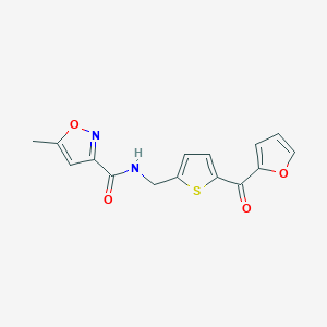 molecular formula C15H12N2O4S B2852878 N-((5-(furan-2-carbonyl)thiophen-2-yl)methyl)-5-methylisoxazole-3-carboxamide CAS No. 1797612-97-5