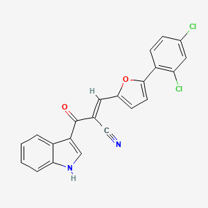 molecular formula C22H12Cl2N2O2 B2852890 (E)-3-(5-(2,4-二氯苯基)呋喃-2-基)-2-(1H-吲哚-3-羰基)丙烯腈 CAS No. 899993-58-9