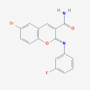 B2852898 (2Z)-6-bromo-2-[(3-fluorophenyl)imino]-2H-chromene-3-carboxamide CAS No. 325857-11-2