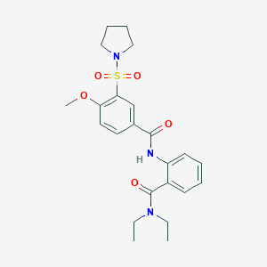 molecular formula C23H29N3O5S B285290 N-{2-[(diethylamino)carbonyl]phenyl}-4-methoxy-3-(1-pyrrolidinylsulfonyl)benzamide 