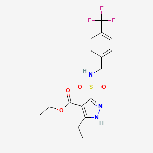B2852916 ethyl 3-ethyl-5-({[4-(trifluoromethyl)benzyl]amino}sulfonyl)-1H-pyrazole-4-carboxylate CAS No. 1239251-03-6