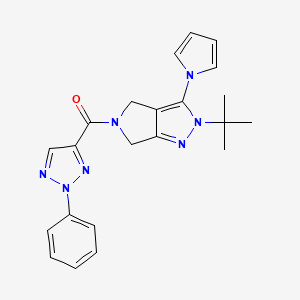 molecular formula C22H23N7O B2852920 (2-(叔丁基)-3-(1H-吡咯-1-基)吡咯并[3,4-c]吡唑-5(2H,4H,6H)-基)(2-苯基-2H-1,2,3-三唑-4-基)甲酮 CAS No. 1251684-96-4