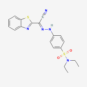 molecular formula C19H19N5O2S2 B2852933 (2E)-N-[4-(diethylsulfamoyl)anilino]-1,3-benzothiazole-2-carboximidoyl cyanide CAS No. 327091-37-2