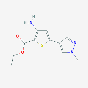 molecular formula C11H13N3O2S B2852944 Ethyl 3-amino-5-(1-methylpyrazol-4-yl)thiophene-2-carboxylate CAS No. 2287282-36-2