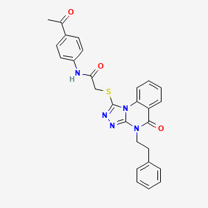 molecular formula C27H23N5O3S B2852945 N-(4-acetylphenyl)-2-((5-oxo-4-phenethyl-4,5-dihydro-[1,2,4]triazolo[4,3-a]quinazolin-1-yl)thio)acetamide CAS No. 1114635-58-3