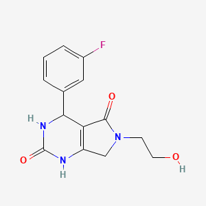 molecular formula C14H14FN3O3 B2852948 4-(3-fluorophenyl)-6-(2-hydroxyethyl)-3,4,6,7-tetrahydro-1H-pyrrolo[3,4-d]pyrimidine-2,5-dione CAS No. 929979-07-7