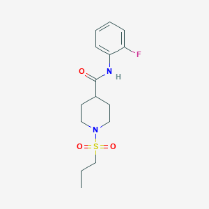 molecular formula C15H21FN2O3S B285295 N-(2-fluorophenyl)-1-(propylsulfonyl)-4-piperidinecarboxamide 