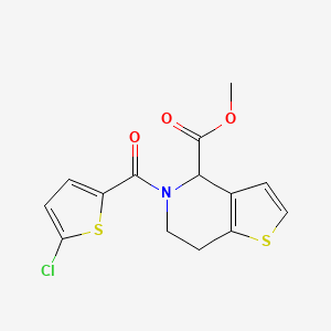 molecular formula C14H12ClNO3S2 B2852962 Methyl 5-(5-chlorothiophene-2-carbonyl)-4,5,6,7-tetrahydrothieno[3,2-c]pyridine-4-carboxylate CAS No. 1421449-13-9
