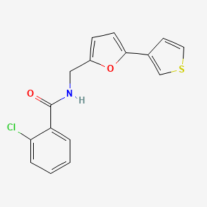 B2852987 2-chloro-N-((5-(thiophen-3-yl)furan-2-yl)methyl)benzamide CAS No. 2034594-79-9