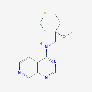 B2852988 N-[(4-Methoxythian-4-yl)methyl]pyrido[3,4-d]pyrimidin-4-amine CAS No. 2379996-71-9