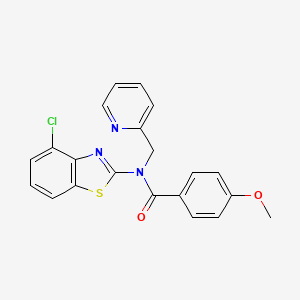 molecular formula C21H16ClN3O2S B2852990 N-(4-chlorobenzo[d]thiazol-2-yl)-4-methoxy-N-(pyridin-2-ylmethyl)benzamide CAS No. 942002-83-7