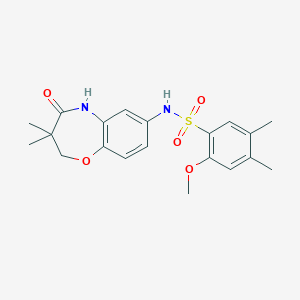 molecular formula C20H24N2O5S B2852994 N-(3,3-dimethyl-4-oxo-2,3,4,5-tetrahydrobenzo[b][1,4]oxazepin-7-yl)-2-methoxy-4,5-dimethylbenzenesulfonamide CAS No. 922133-51-5