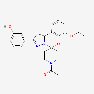 molecular formula C24H27N3O4 B2852995 1-(7-Ethoxy-2-(3-hydroxyphenyl)-1,10b-dihydrospiro[benzo[e]pyrazolo[1,5-c][1,3]oxazine-5,4'-piperidin]-1'-yl)ethanone CAS No. 941945-98-8
