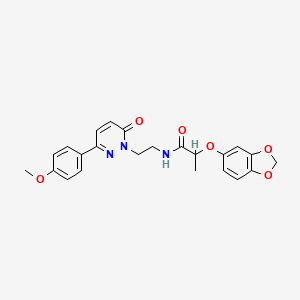 molecular formula C23H23N3O6 B2852996 2-(benzo[d][1,3]dioxol-5-yloxy)-N-(2-(3-(4-methoxyphenyl)-6-oxopyridazin-1(6H)-yl)ethyl)propanamide CAS No. 1049293-06-2