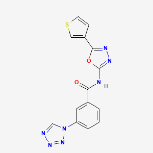 molecular formula C14H9N7O2S B2852998 3-(1H-tetrazol-1-yl)-N-(5-(thiophen-3-yl)-1,3,4-oxadiazol-2-yl)benzamide CAS No. 1251563-24-2