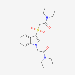 molecular formula C20H29N3O4S B2853000 2-((1-(2-(二乙氨基)-2-氧代乙基)-1H-吲哚-3-基)磺酰基)-N,N-二乙基乙酰胺 CAS No. 878057-44-4