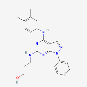 molecular formula C22H24N6O B2853009 3-({4-[(3,4-dimethylphenyl)amino]-1-phenyl-1H-pyrazolo[3,4-d]pyrimidin-6-yl}amino)propan-1-ol CAS No. 921472-91-5