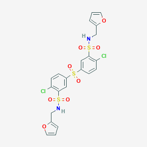 2-chloro-5-[4-chloro-3-(furan-2-ylmethylsulfamoyl)phenyl]sulfonyl-N-(furan-2-ylmethyl)benzenesulfonamide