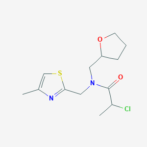 molecular formula C13H19ClN2O2S B2853020 2-Chloro-N-[(4-methyl-1,3-thiazol-2-yl)methyl]-N-(oxolan-2-ylmethyl)propanamide CAS No. 2411269-24-2