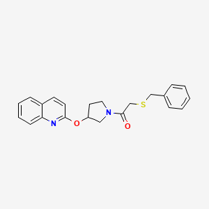 molecular formula C22H22N2O2S B2853024 2-(Benzylthio)-1-(3-(quinolin-2-yloxy)pyrrolidin-1-yl)ethanone CAS No. 2034247-77-1