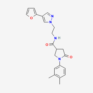 1-(3,4-dimethylphenyl)-N-(2-(4-(furan-2-yl)-1H-pyrazol-1-yl)ethyl)-5-oxopyrrolidine-3-carboxamide