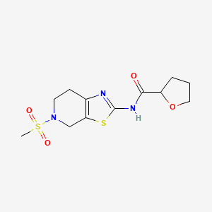 molecular formula C12H17N3O4S2 B2853033 N-(5-(methylsulfonyl)-4,5,6,7-tetrahydrothiazolo[5,4-c]pyridin-2-yl)tetrahydrofuran-2-carboxamide CAS No. 1396707-61-1