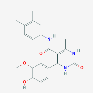 molecular formula C21H23N3O4 B2853039 N-(3,4-dimethylphenyl)-4-(4-hydroxy-3-methoxyphenyl)-6-methyl-2-oxo-1,2,3,4-tetrahydropyrimidine-5-carboxamide CAS No. 941898-14-2