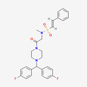 molecular formula C28H29F2N3O3S B2853048 (E)-N-[2-[4-[bis(4-fluorophenyl)methyl]piperazin-1-yl]-2-oxoethyl]-N-methyl-2-phenylethenesulfonamide CAS No. 925394-16-7